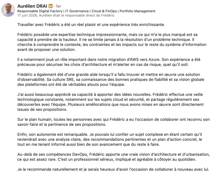 Recommandation d'Aurélien Drai, Responsable de la Digital Factory de la société Pichet